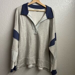 BUCKETLIST Grey Navy V-Neck Sweater